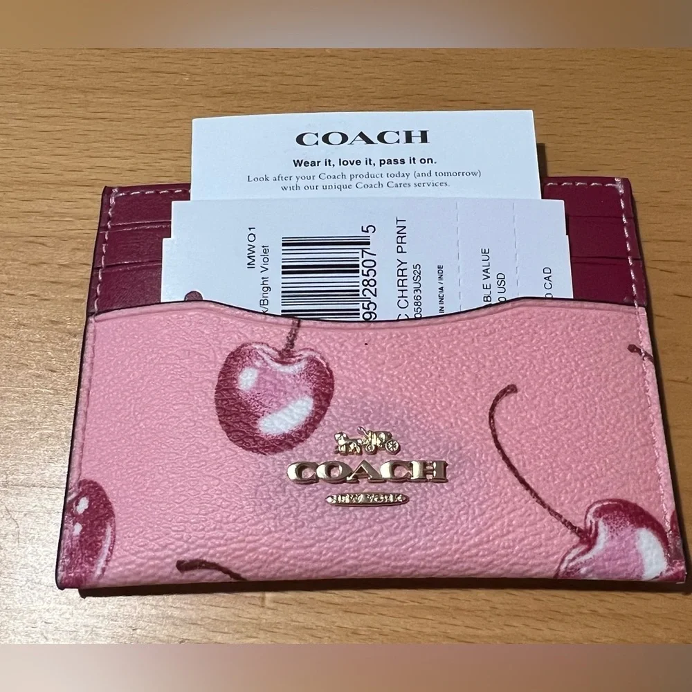 Coach Cherry Slim ID Card Case NWT